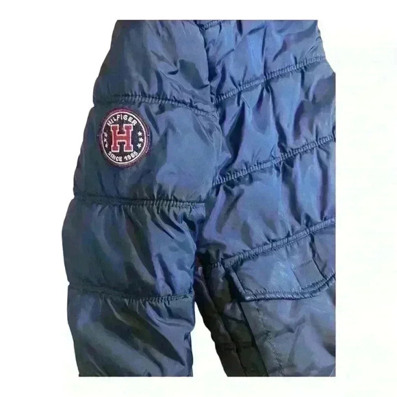 Tommy Hilfiger Kid's Blue Flannel Lined Puffer Jacket Removable Hood Size 7 XL - Picture 4 of 8